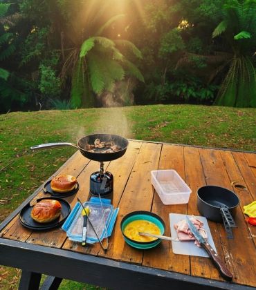 Outdoor camping meal cooking